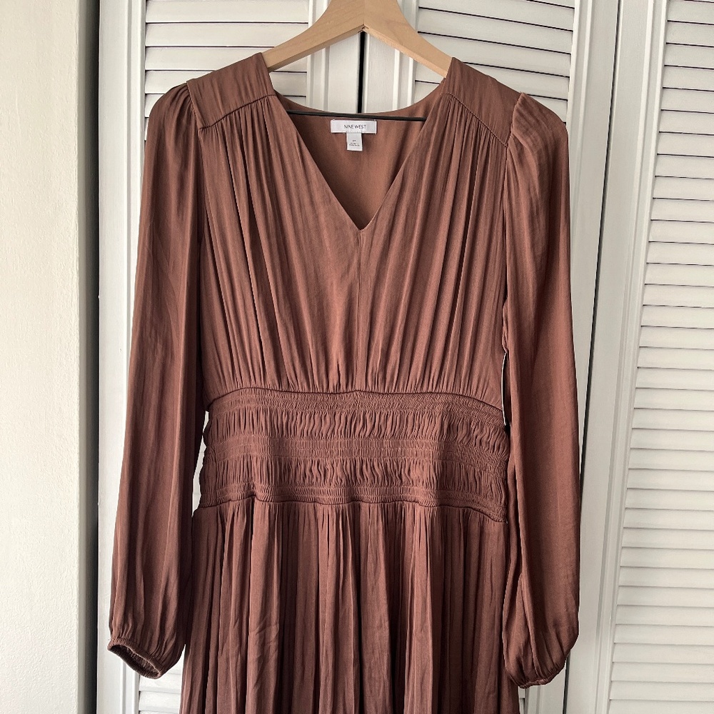 NWT Nine West Long Sleeve Smocked Dress - Amethyst